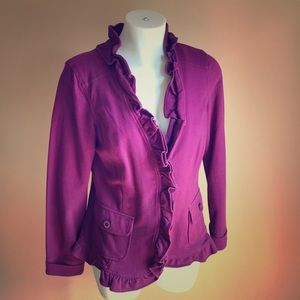 Nick & Mo Ruffle Trimmed Knit Blazer